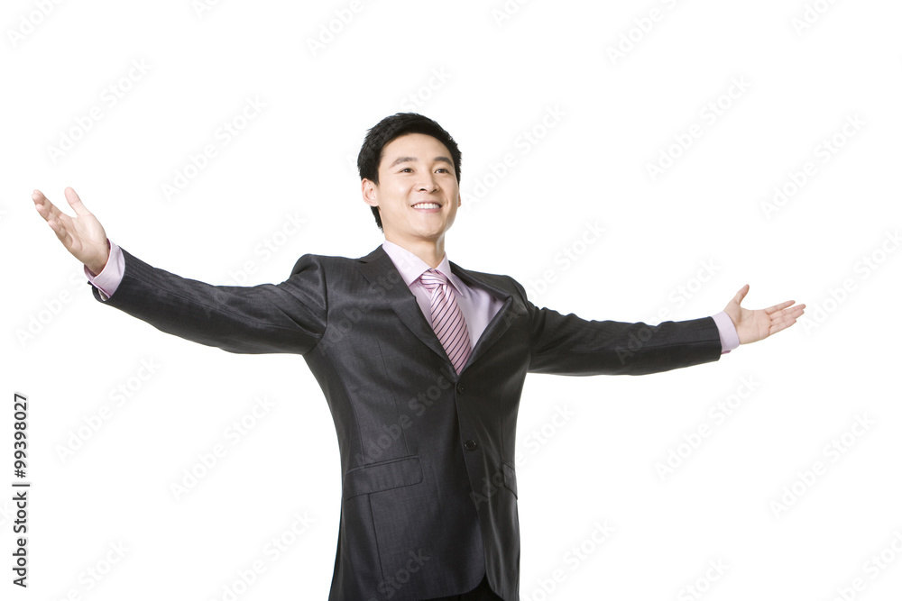 Waist up of businessman with arms outstretched Waist up of businessman with arms outstretched