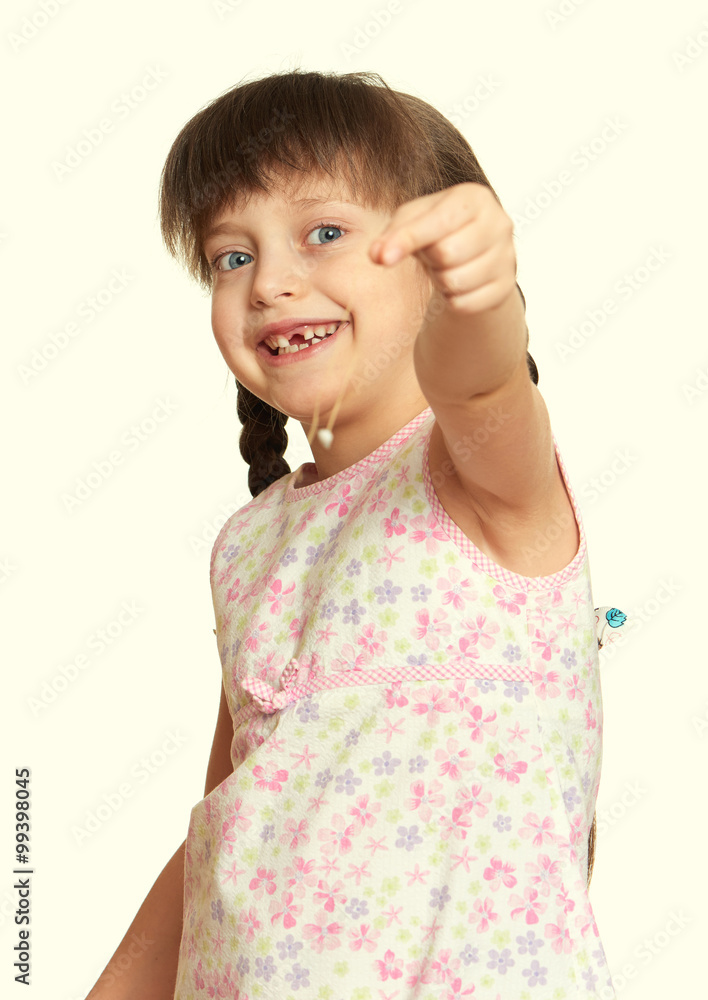lost tooth girl portrait, studio shoot on white background lost tooth girl portrait, studio shoot on white background