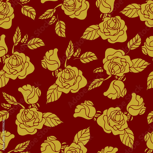 Wallpaper Mural seamless roses pattern, vector illustration Torontodigital.ca