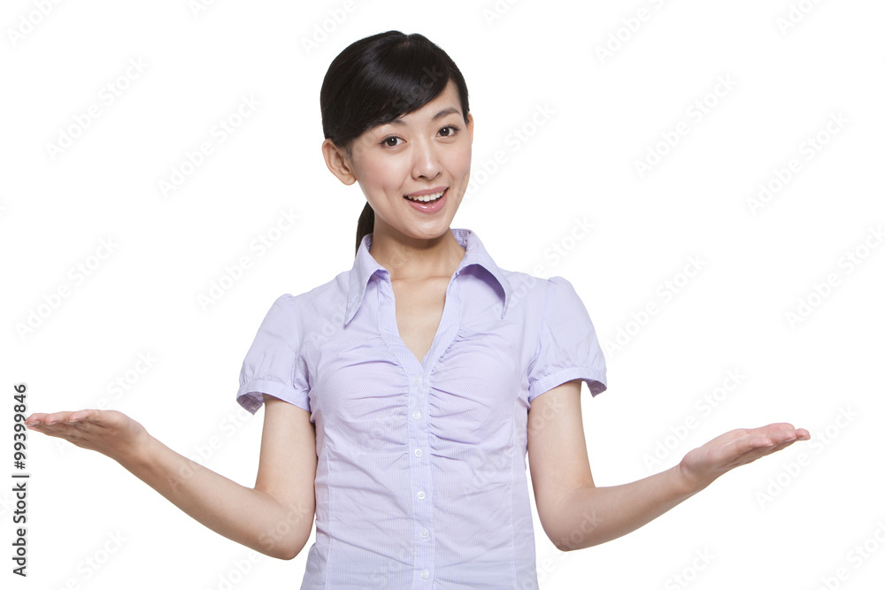 Portrait of a Confident Businesswoman Holding Object Up Portrait of a Confident Businesswoman Holding Object Up