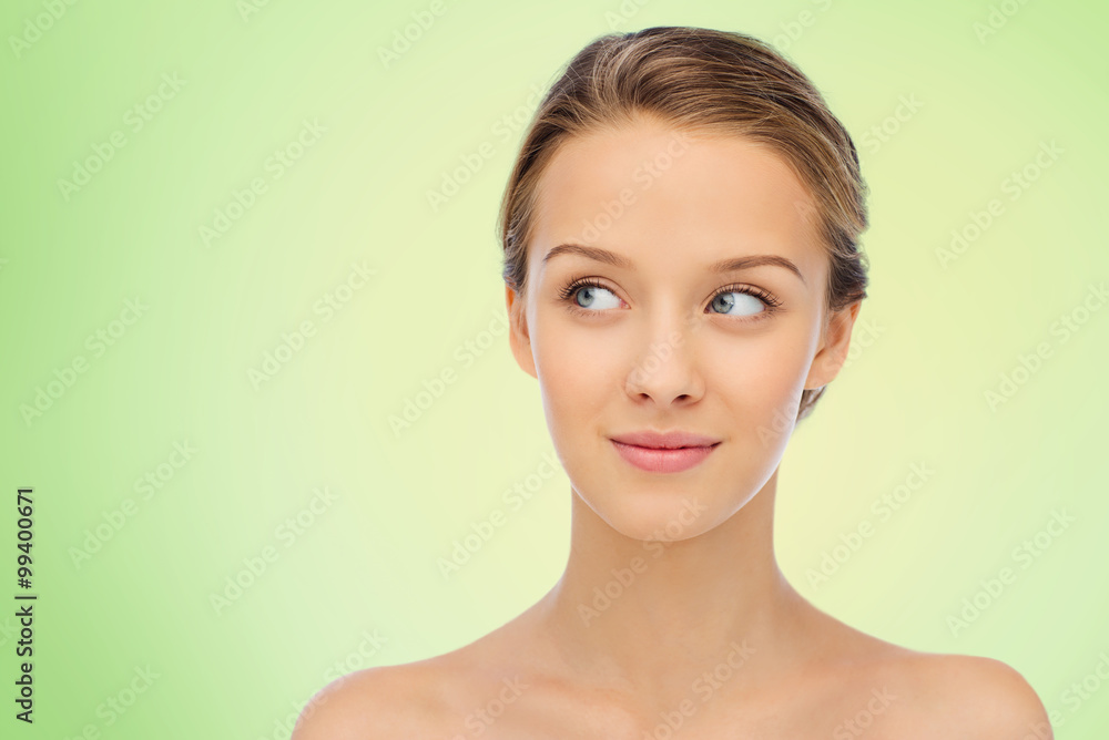 smiling young woman face and shoulders smiling young woman face and shoulders