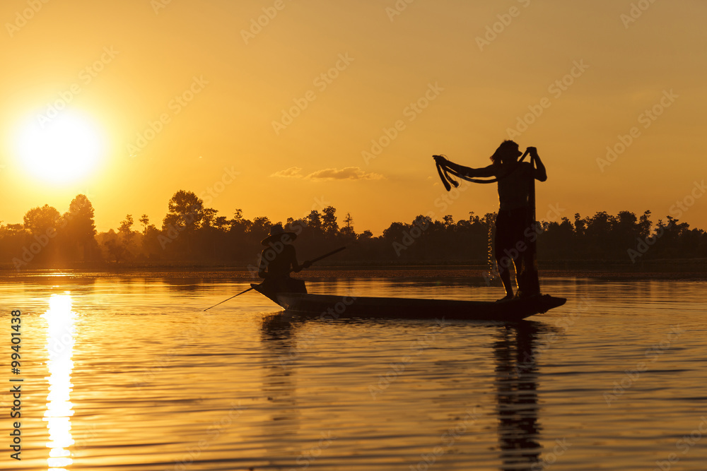Silhouette of Fisherman
