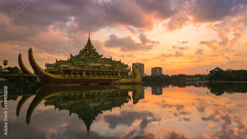 Karaweik Hall In Kandawgyi Nature Park Of Yangon, Myanmar