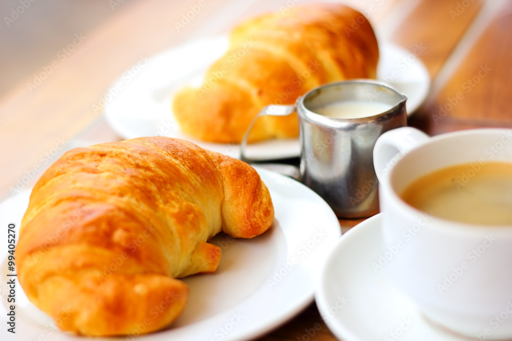 Croissant bread on dish