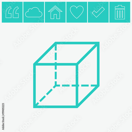 Geometric cube vector icon.