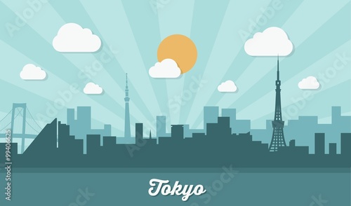 Tokyo skyline - flat design
