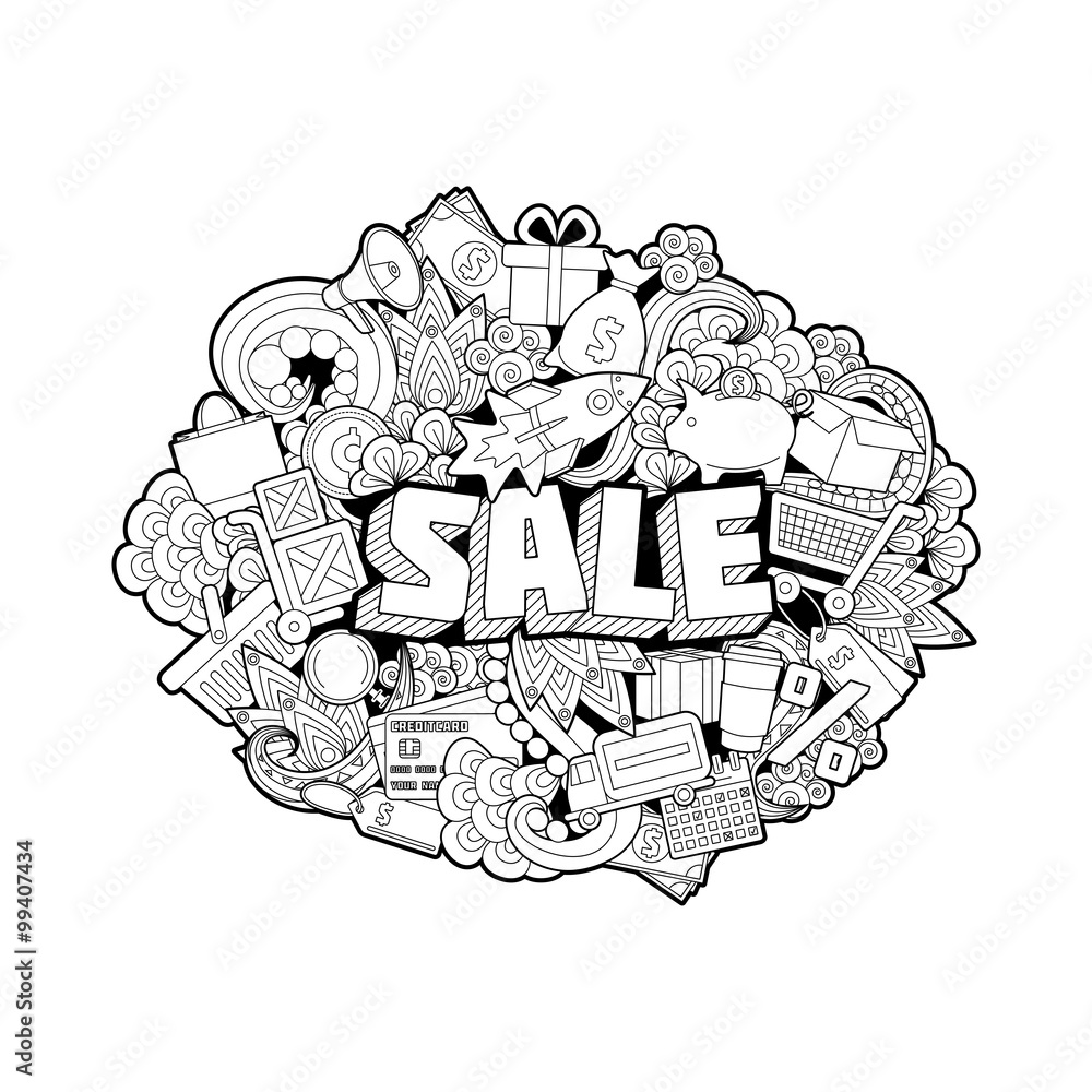 Sale - Hand Lettering and Doodles Elements Sketch. Vector Sale - Hand Lettering and Doodles Elements Sketch. Vector
