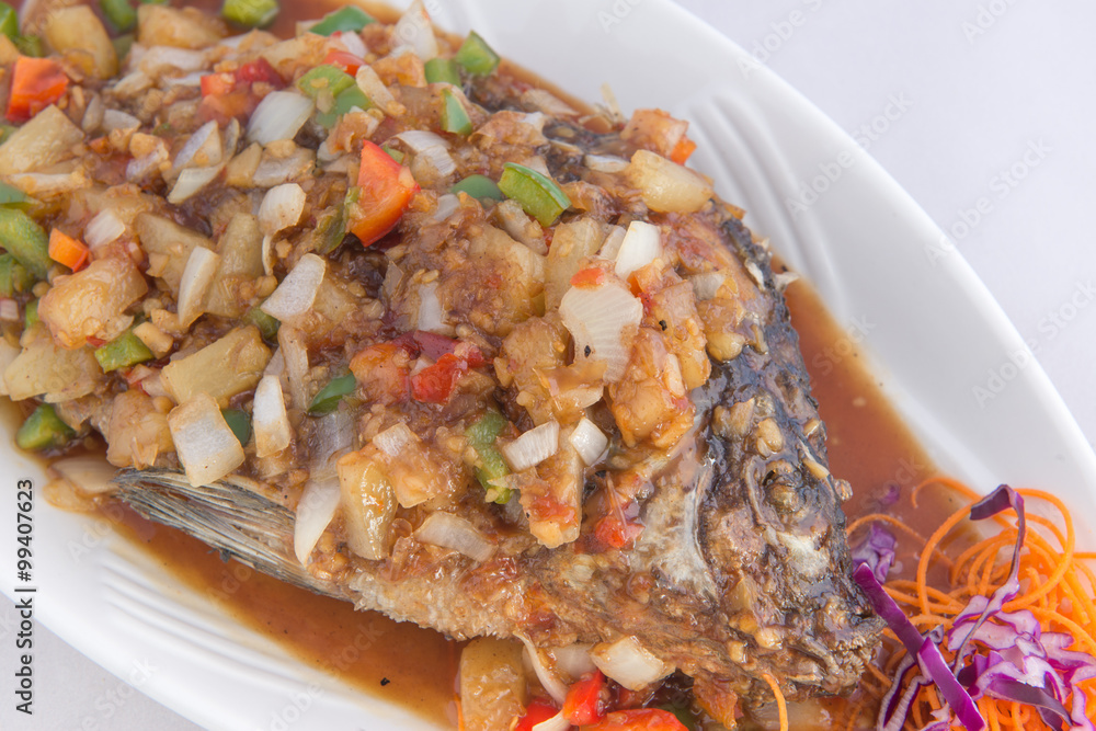 Deep Fired fish with spicy sauce Deep Fired fish with spicy sauce