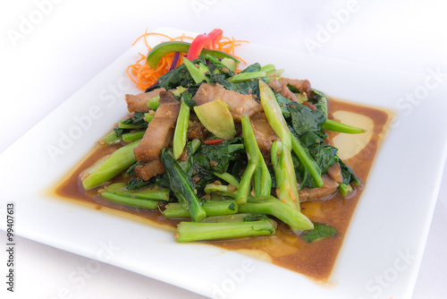 Chinese broccoli and roasted pork