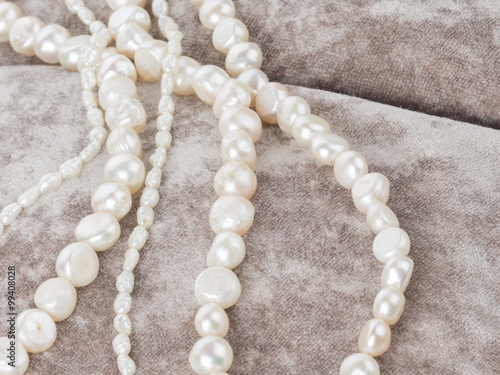 beautiful pearl beads on velvet