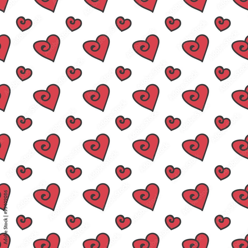 Valentine's Day doodle hearts seamless pattern. Romantic background with hearts. Valentine's Day doodle hearts seamless pattern. Romantic background with hearts.