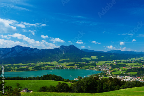 Austrian Mondsee lake landscape in summer
