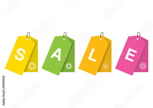 Hanging price tag sale icon, for summer on white background