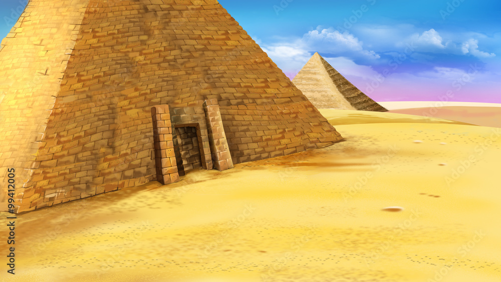 Egyptian pyramid with entrance.