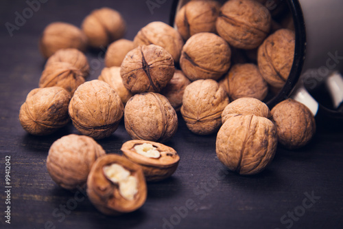 walnut with white cup