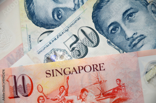 Detail of Singapore banknotes photo