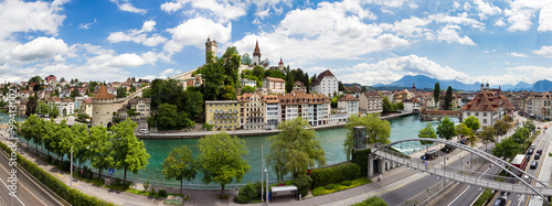 Large panoramic cityscape of the skyline of Luzern, Switzerland