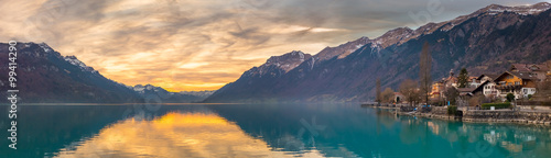 Sunset at Lake Brienz, Switzerland photo