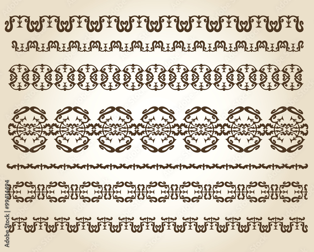 vector set: design ornaments and page decoration, ribbon collection with vintage engraving elements