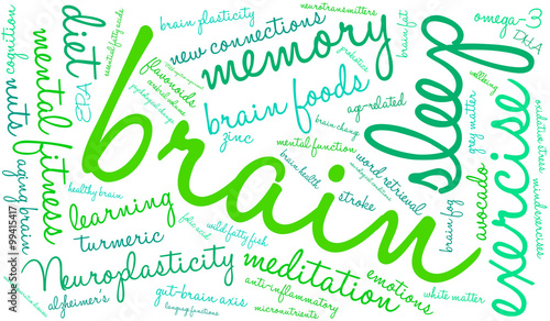 Brain Word Cloud on a white background. 