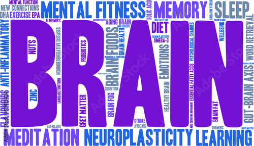 Brain Word Cloud on a white background. 