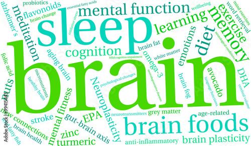 Brain Word Cloud on a white background. 