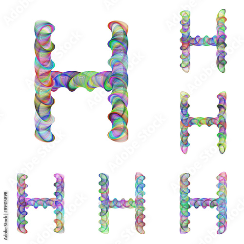 Tableau sur toile Colorful ellipse fractal font - letter H