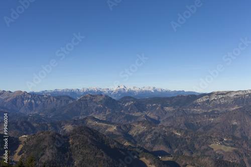 Beautiful views of Mount Triglav in the Julian Alps – highest mountain in Slovenia, Europe, space for text © perfectmatch