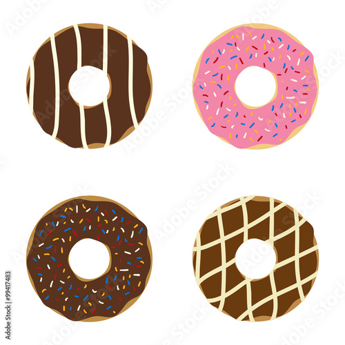 Set of donuts.  Vector illustration, flat icon, design element,EPS 10.