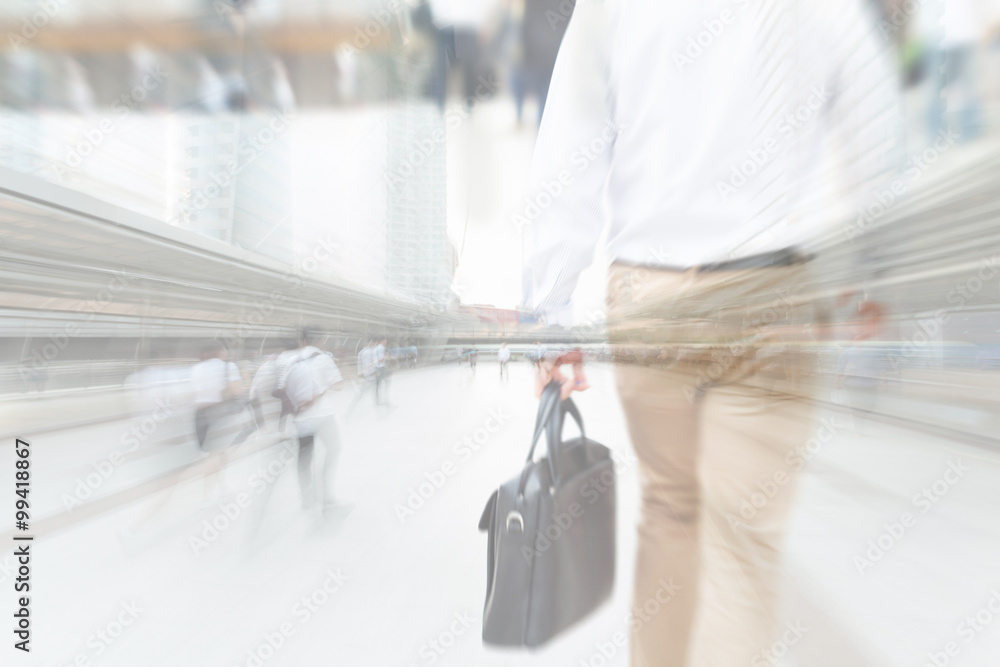 motion blur businessman walking to work motion blur businessman walking to work