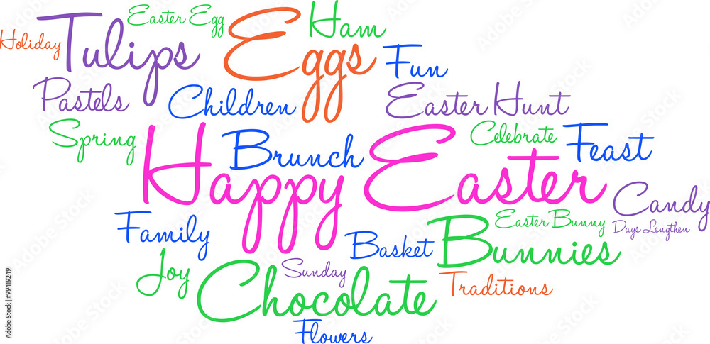 Naklejka premium Happy Easter Word Cloud