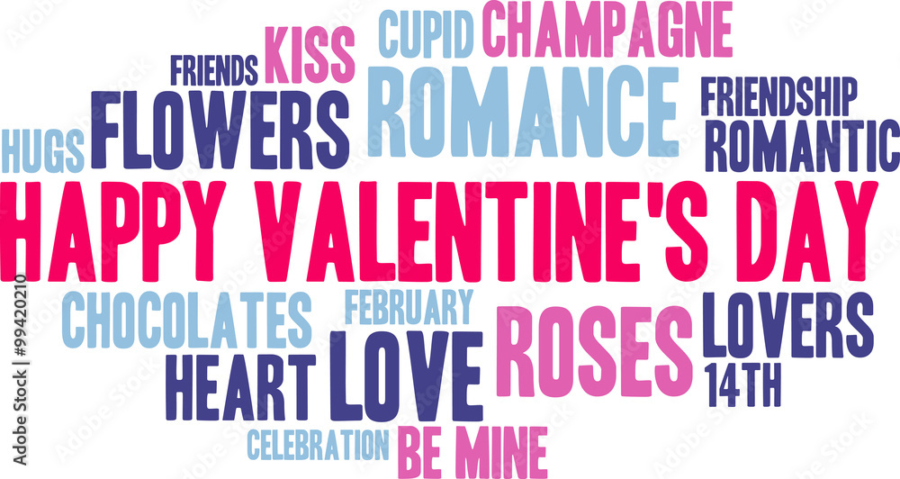 Fototapeta premium Happy Valentine's Day Word Cloud