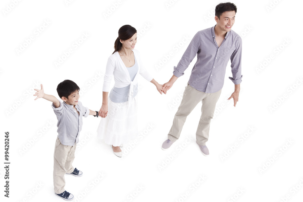 Young family holding hands
