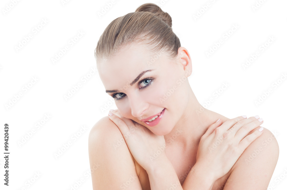 Perfect skin and skincare concept isolated on white Perfect skin and skincare concept isolated on white
