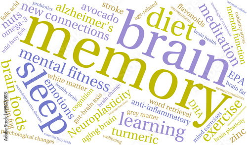 Memory Word Cloud on a white background. 