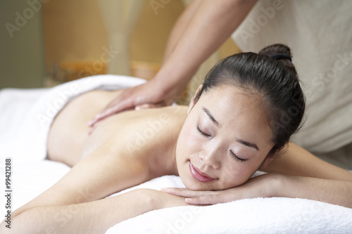 Woman relaxing during a massage