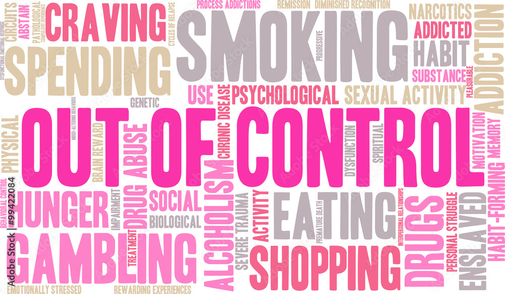 Out Of Control Word Cloud on a white background. Out Of Control Word Cloud on a white background.