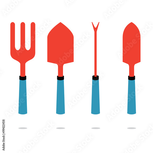 Set Of Gardening Tool Vector Illustration.