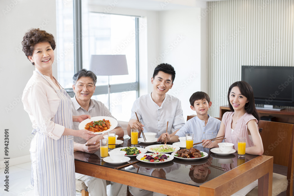 Happy family having lunch