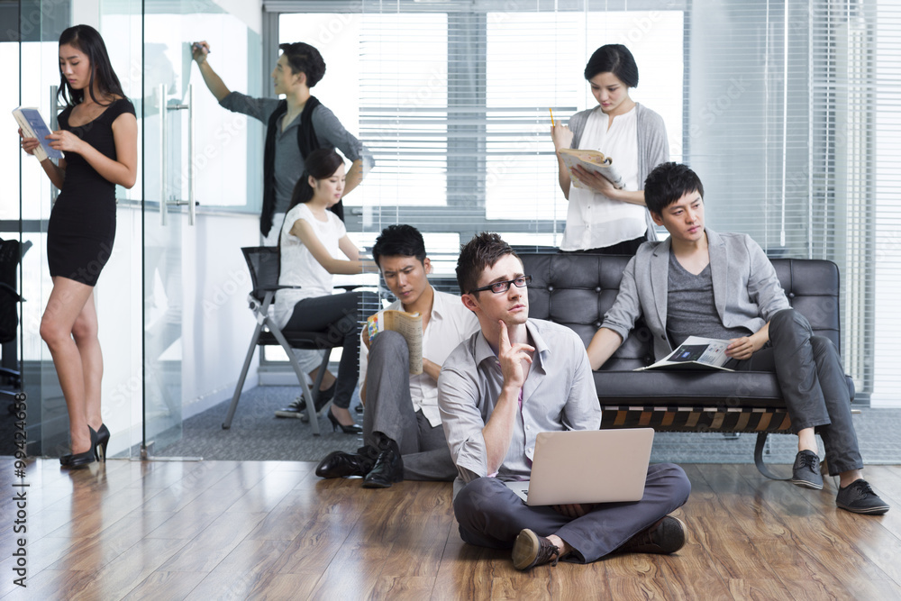 Office workers pondering over thorny problems Office workers pondering over thorny problems