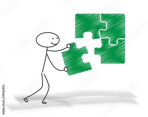 Puzzle / Strichmännchen / Vektor