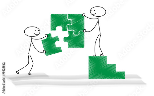 Puzzle / Strichmännchen / Vektor