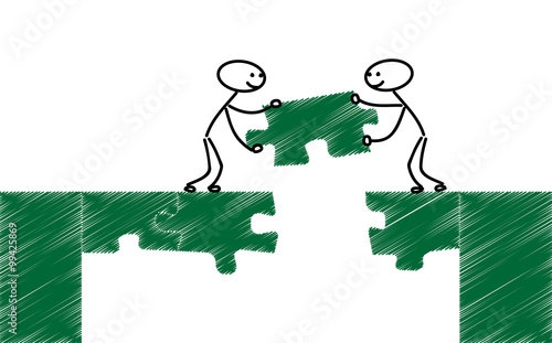 Puzzle / Strichmännchen / Vektor