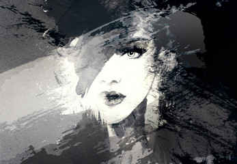 Leinwandbilder Aquarell Gesicht Beautiful woman face. Abstract fashion watercolor illustration  © Anna Ismagilova