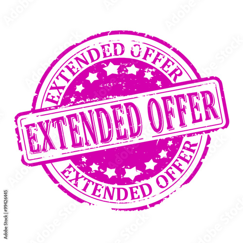 Scratched violet round stamp with the inscription - extended offer - vector svg