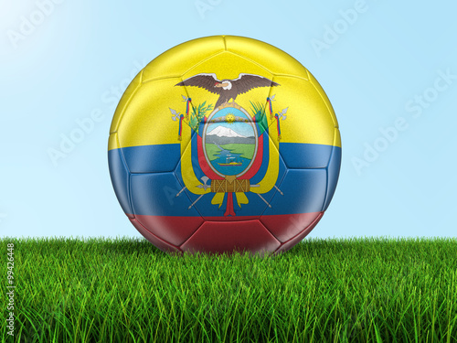 Soccer football with Ecuadorian flag. Image with clipping path