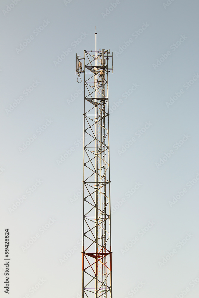 Cell phone tower on sky background Cell phone tower on sky background