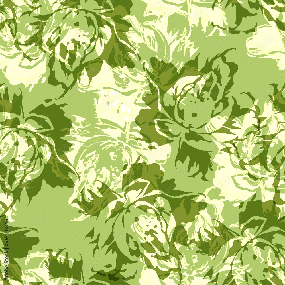 Seamless floral pattern with green roses Seamless floral pattern with green roses