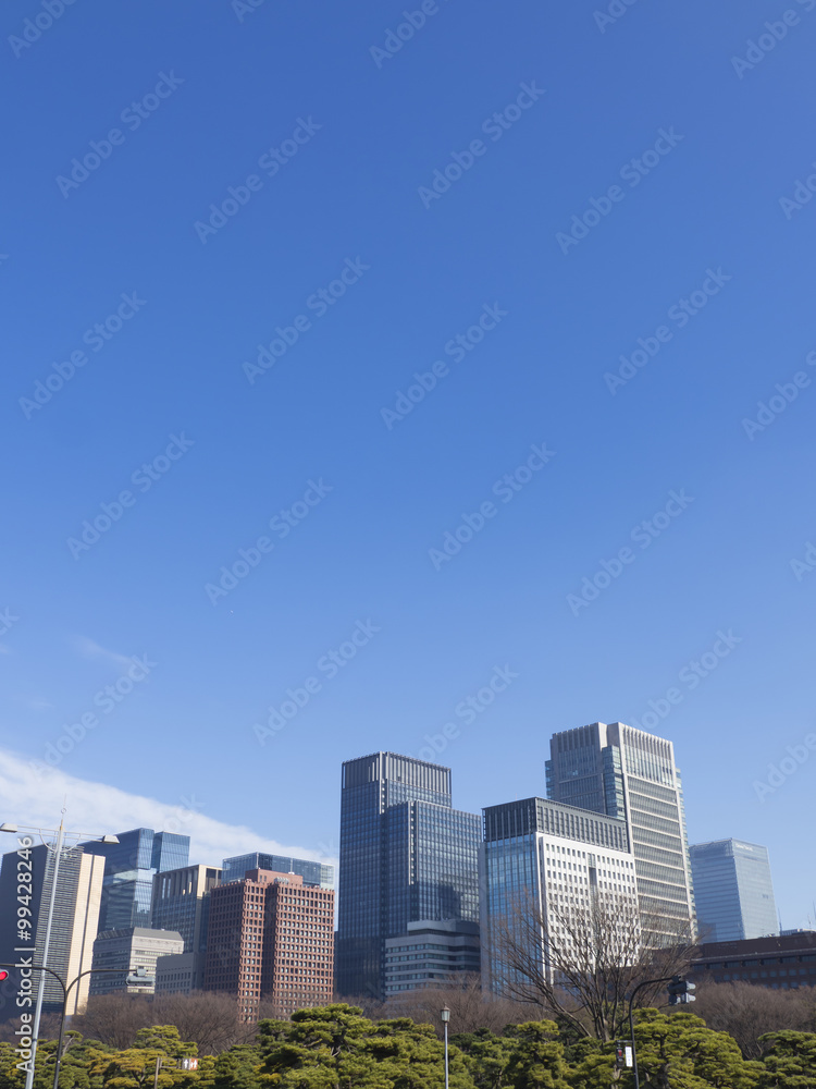 Fototapeta premium Marunouchi drapacz chmur miasto niebo kopia przestrzeń