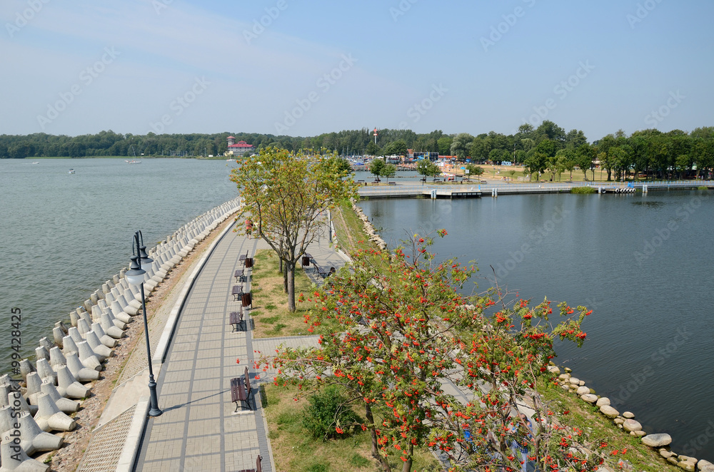 The shore of Lake Niegocin in Gizycko (Poland)